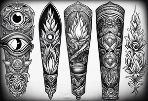 Neotraditional torch with a eye tattoo idea