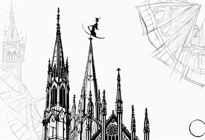jack skellington on the spire of the Milan cathedral tattoo idea
