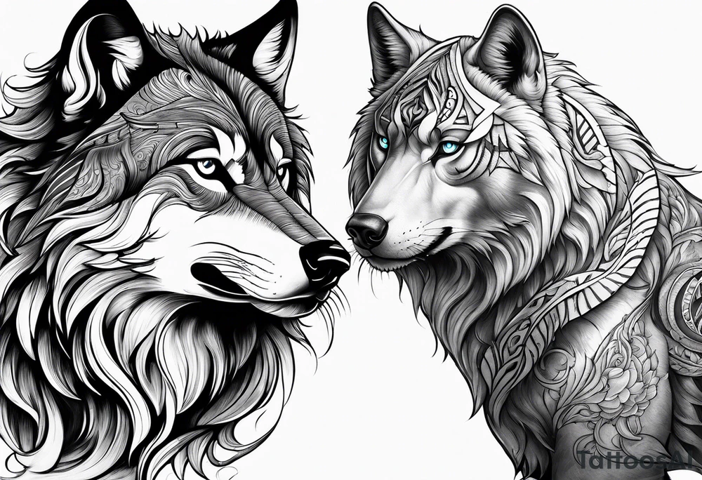 Wolf dolphin tiger tattoo idea