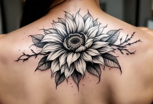 Word "Phuong" written with sunflower tattoo idea