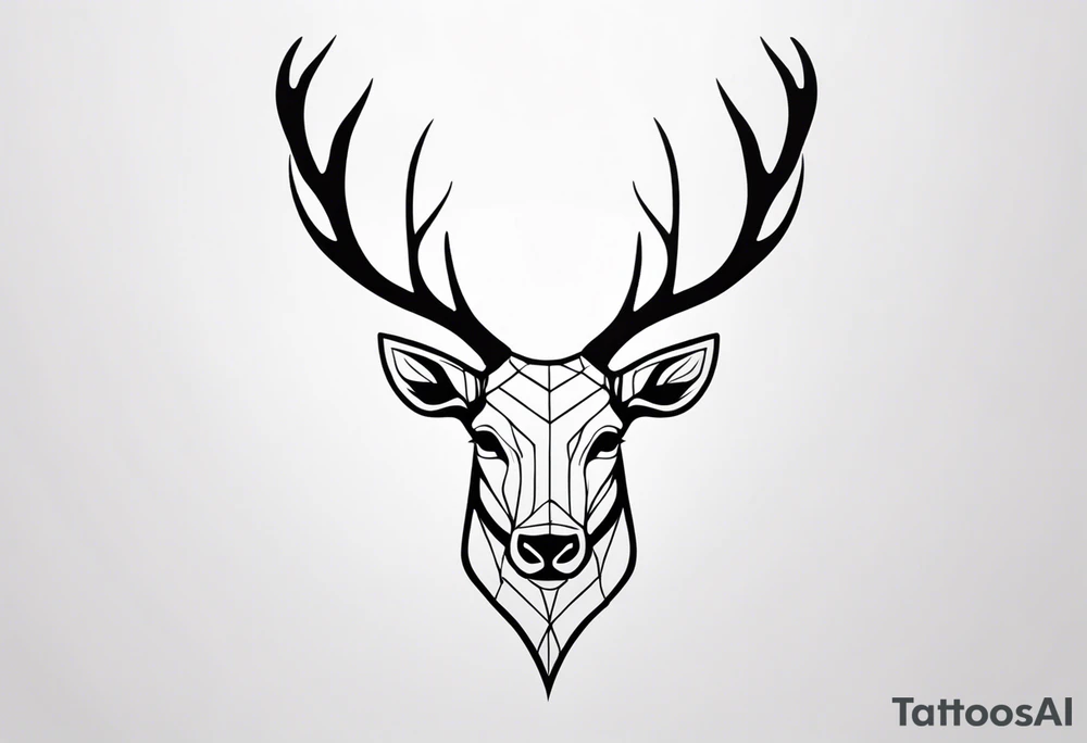 back tattoo of a front view reindeer with half the face as a skull tattoo idea