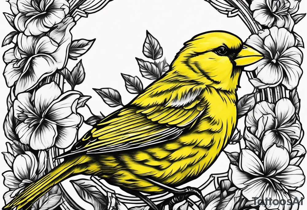 yellow canary tattoo idea