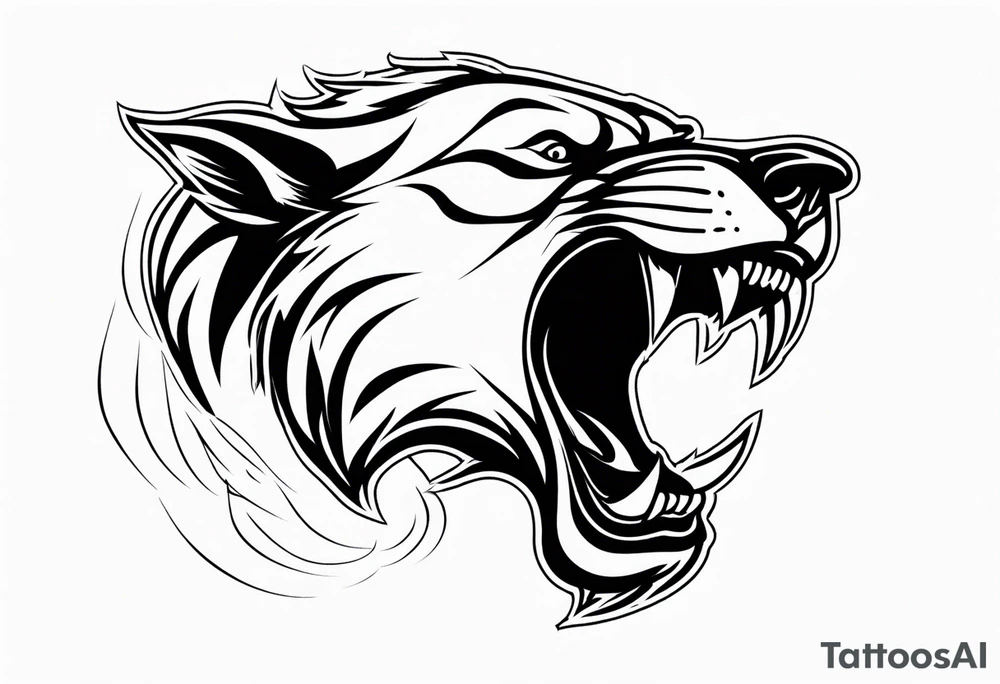 shadow beast with mouth open and smoke coming out tattoo idea
