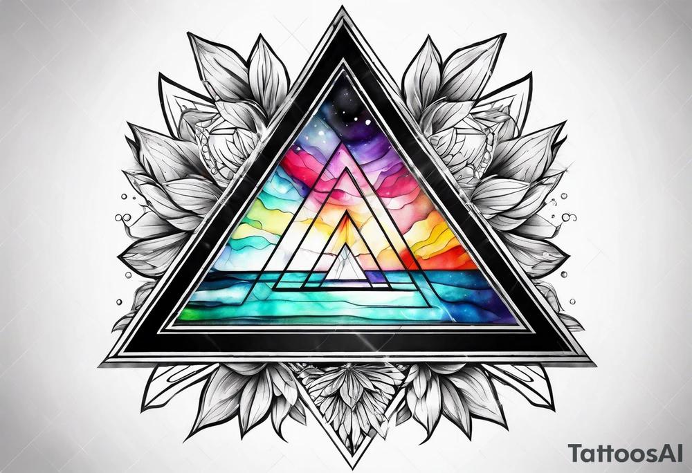 triangle prism glass dispersing a single ray into colorful rays tattoo idea