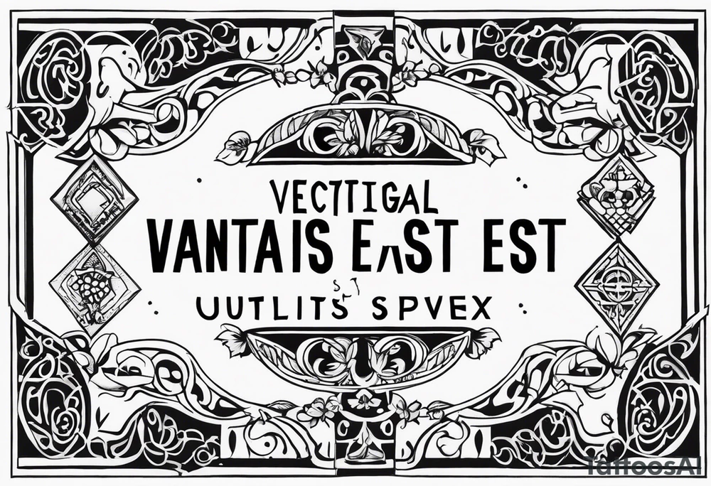 Script Latin that reads "Vectigal Vanitas est, utilitas Sanitas est, Nummus est Rex" tattoo idea