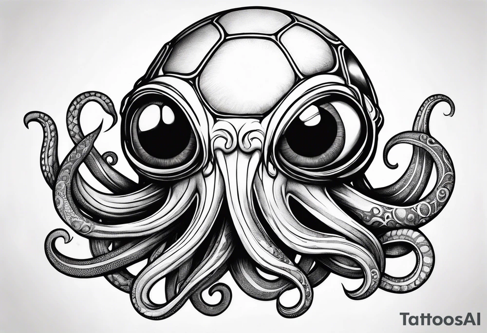 Squid with big tentacles holding a soccer ball tattoo idea