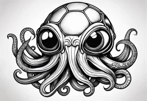 Squid with big tentacles holding a soccer ball tattoo idea