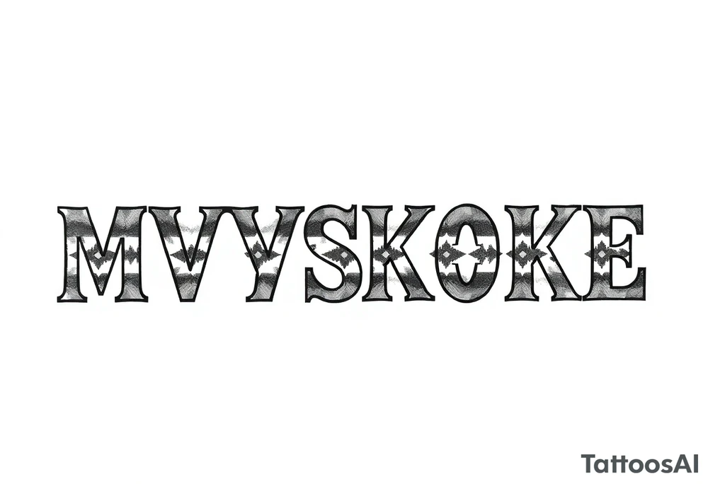 The word “MVSKOKE” shaded with Pendleton print tattoo idea