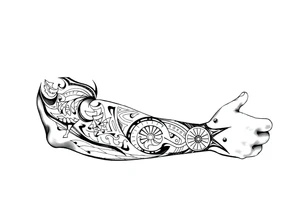 Sicilian Forearm tribal sleeve with patterns and symbols tattoo idea