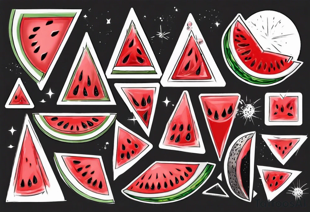 Red triangle watermelon tattoo idea