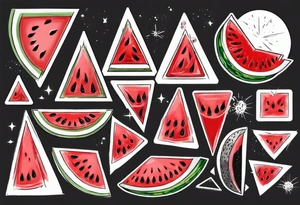 Red triangle watermelon tattoo idea