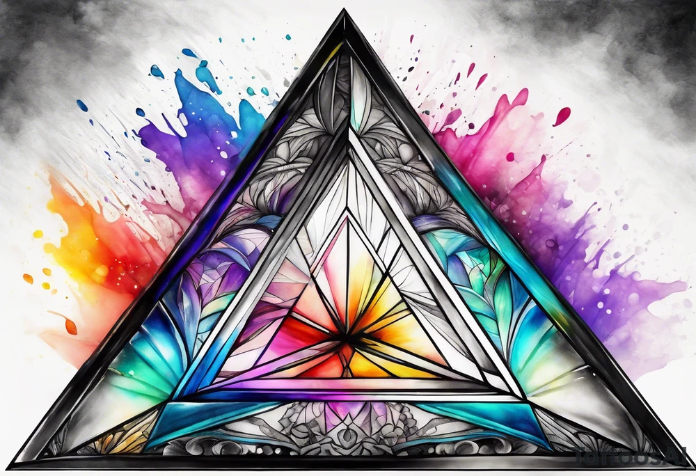 triangle prism glass dispersing a single ray into colorful rays tattoo idea