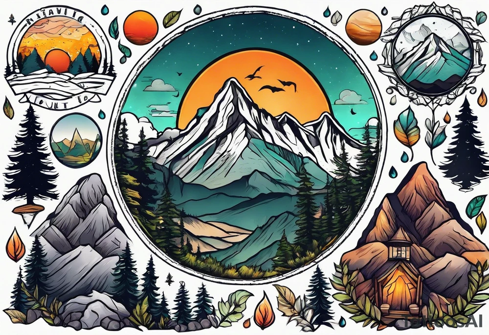 Wilderness mountains tattoo idea