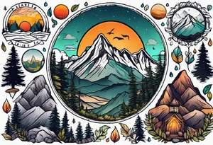 Wilderness mountains tattoo idea