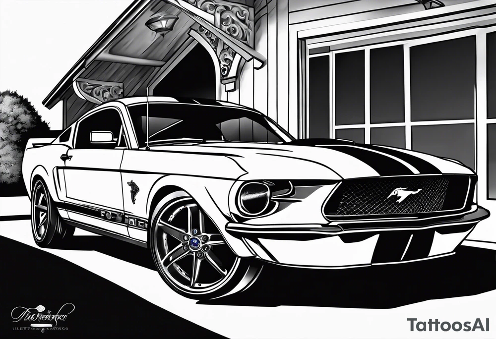 Ford Mustang wedding chapel tattoo idea