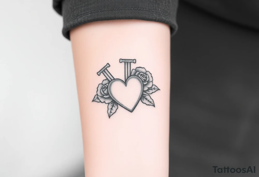 dagger piercing a heart with roses tattoo idea