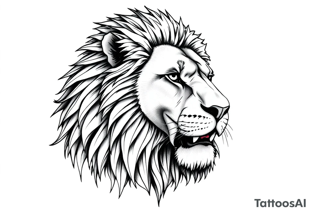 powerful majestic lion, close-up tattoo idea