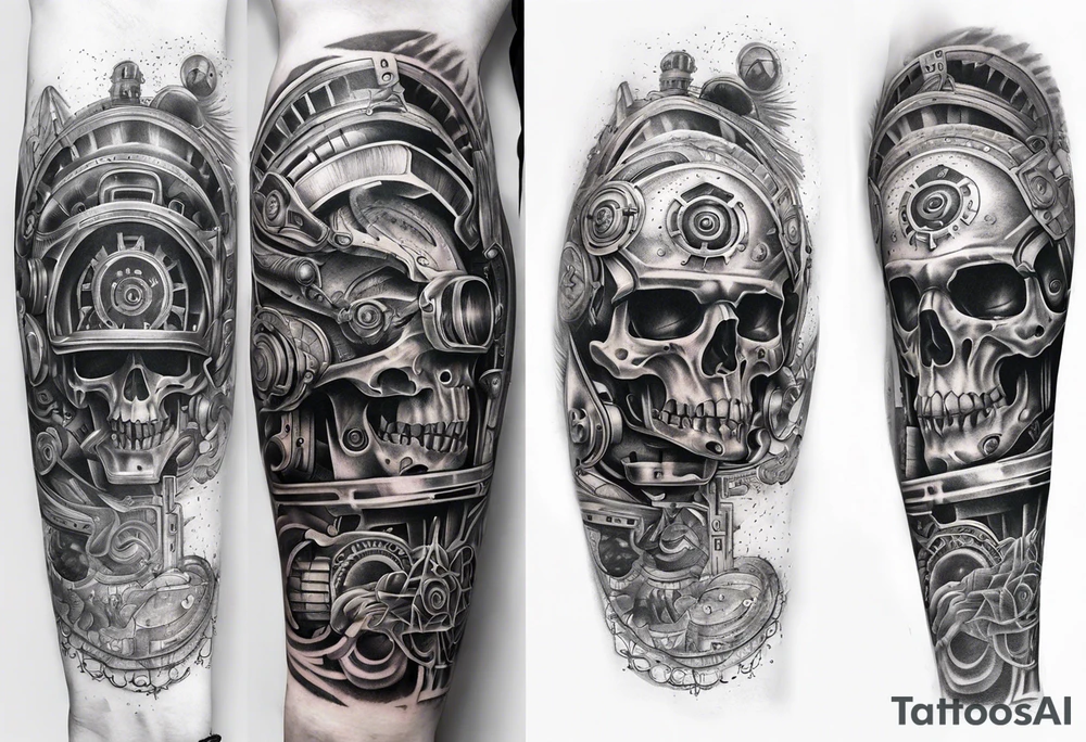 Brutal sleeve tattoo adeptus mechanicus tattoo idea