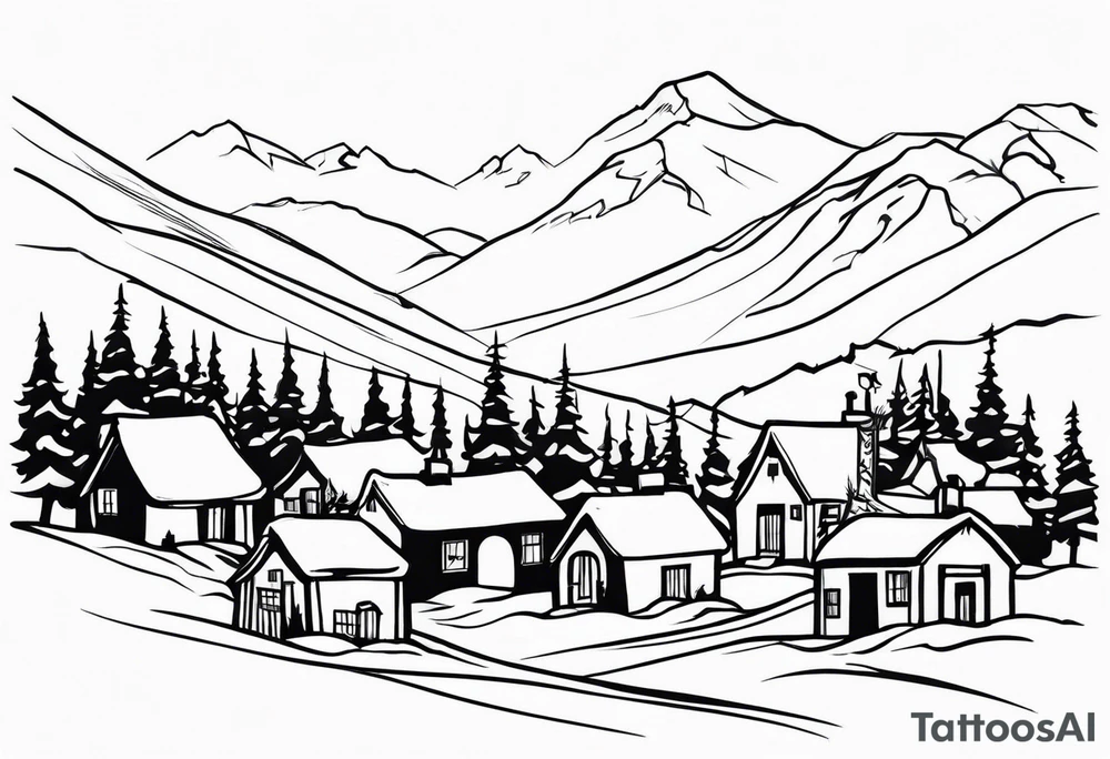 Snowy Village tattoo idea