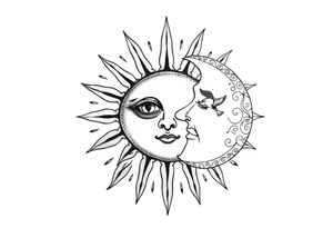 sun and moon with constellation patterns tattoo idea