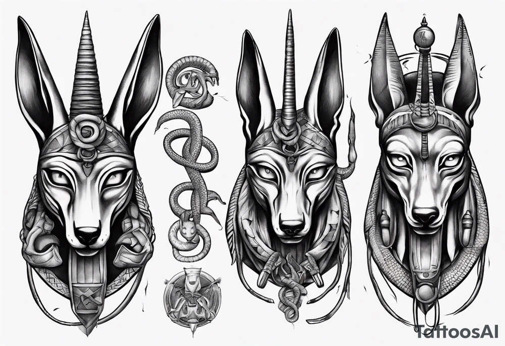 Anubis with snakes tattoo idea