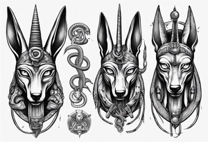 Anubis with snakes tattoo idea