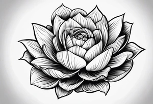 black and white tattoo design of the woman asleep in a fetal position inside a closed flower bud, styled for my wrist. tattoo idea