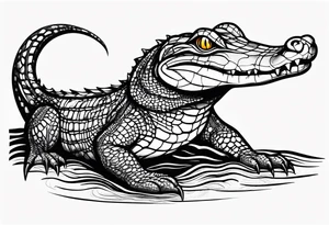 Full body Caiman with tail tattoo idea
