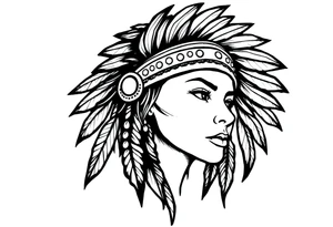 Female Native American no headdress tattoo idea