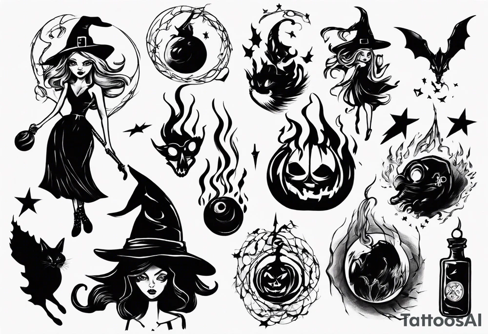 a witch launched fireball tattoo idea