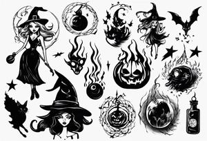 a witch launched fireball tattoo idea
