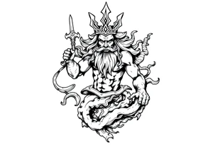 god of sea under water tattoo idea