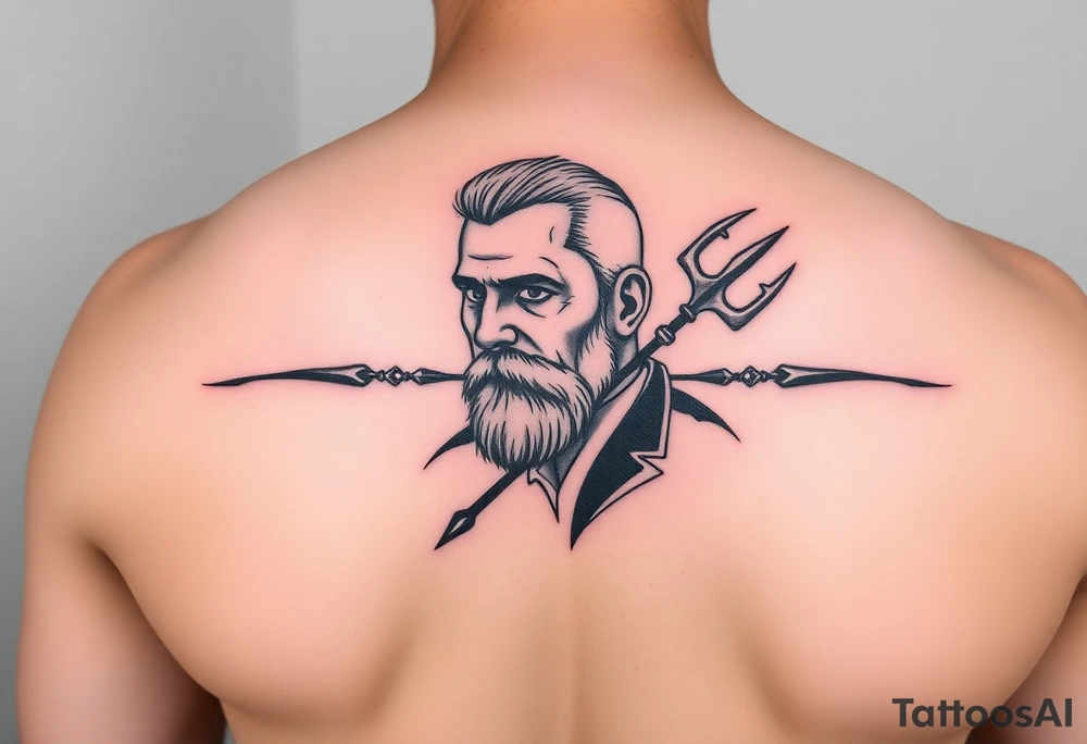 man with trident tattoo idea