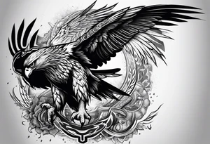 hawk fighting predators tattoo idea