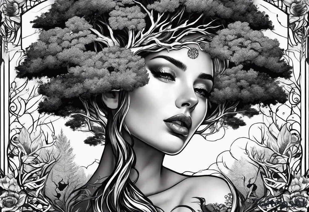 lightening with tree of life tattoo idea