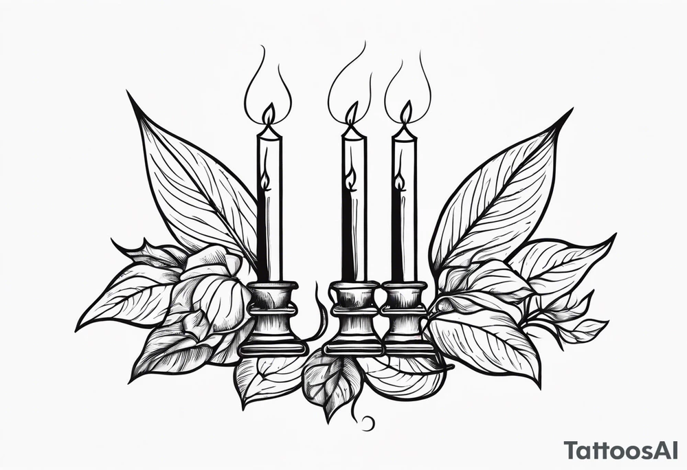 Bougie avec feuille de parchemins avec la phrase where candlelights flickers though the air is deathly still tattoo idea