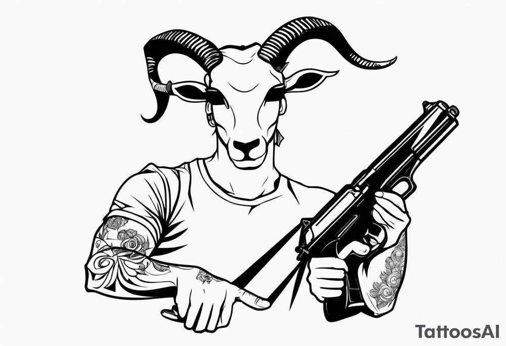 capricorn man with sunglasses and gun tattoo idea
