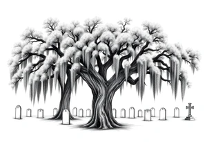 Oak trees with Spanish moss in a cemetery tattoo idea