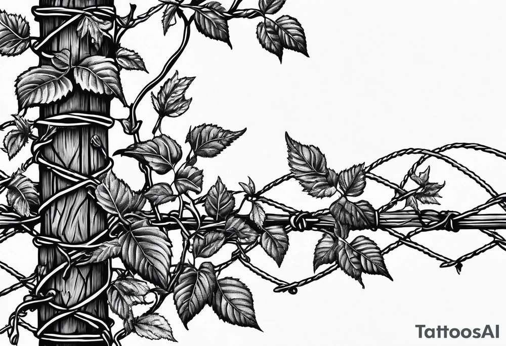 poison oak vines wrapped around barbed wire for a spine tattoo tattoo idea