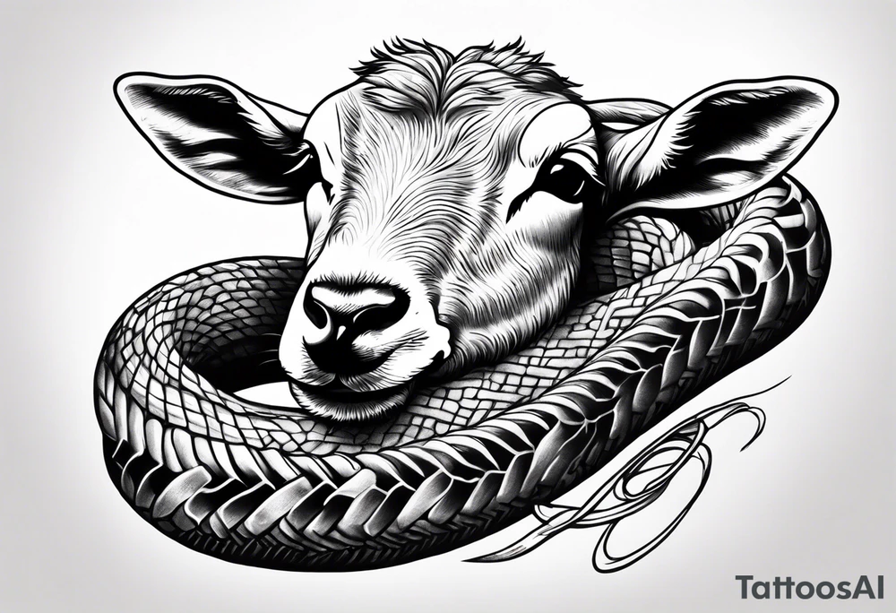 Tattoo of lamb eating a snake tattoo idea