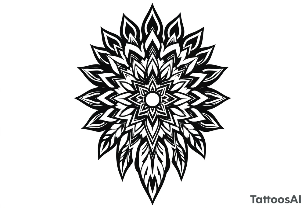 big spiritual feather indian mandala shaman tattoo idea