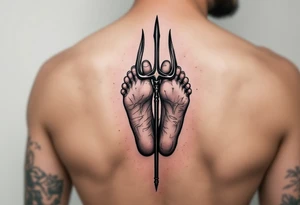 barefoot behind trident tattoo idea