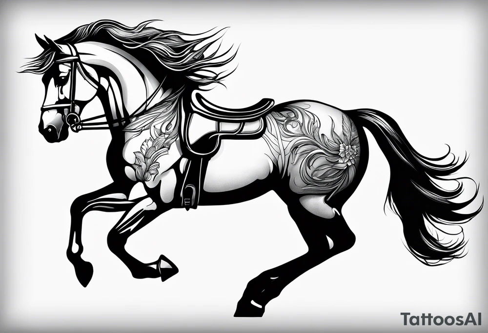 Horse drawn using simple lines tattoo idea