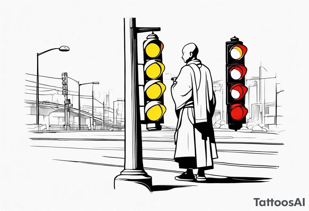 Zen Monk and a Traffic-light tattoo idea