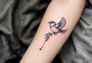 bird with music symbol tattoo idea