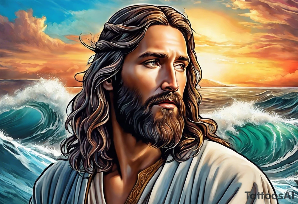 Jesus calming the sea tattoo idea