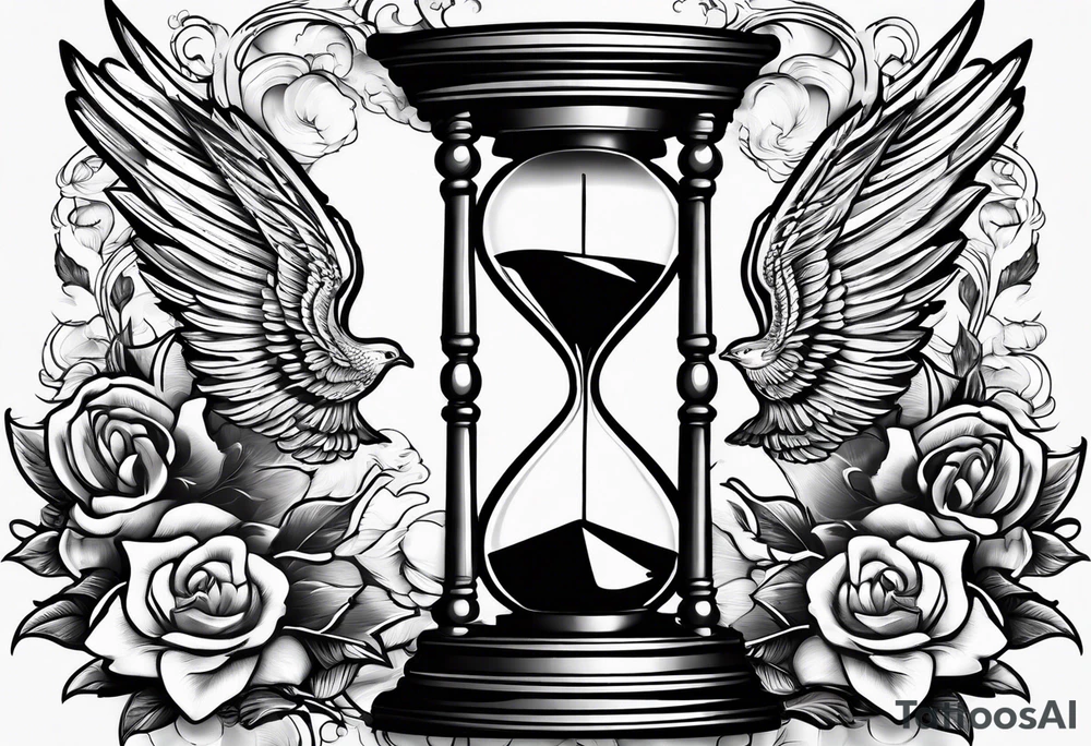 hourglass with wing carpe diem for men tattoo idea