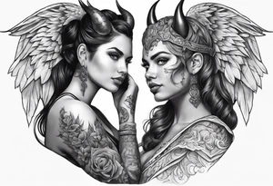 Devil on one shoulder, angel on the other shoulder tattoo idea
