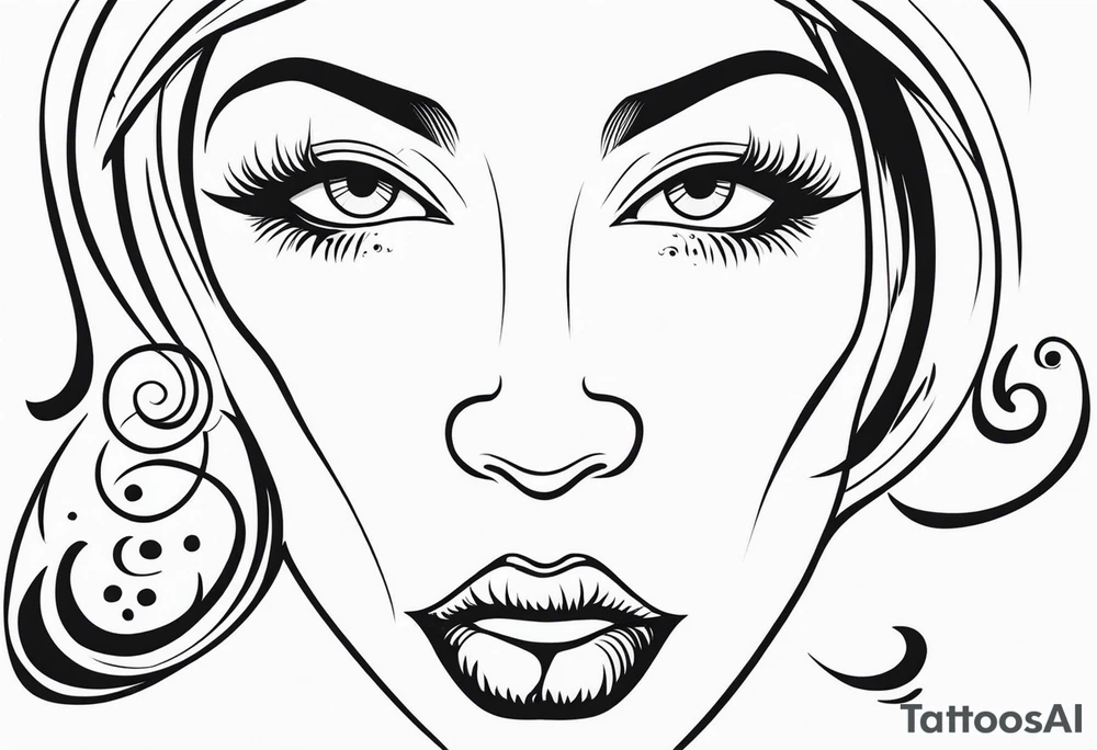 elongated cartoon face mouth open white eyes tattoo idea