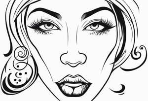 elongated cartoon face mouth open white eyes tattoo idea